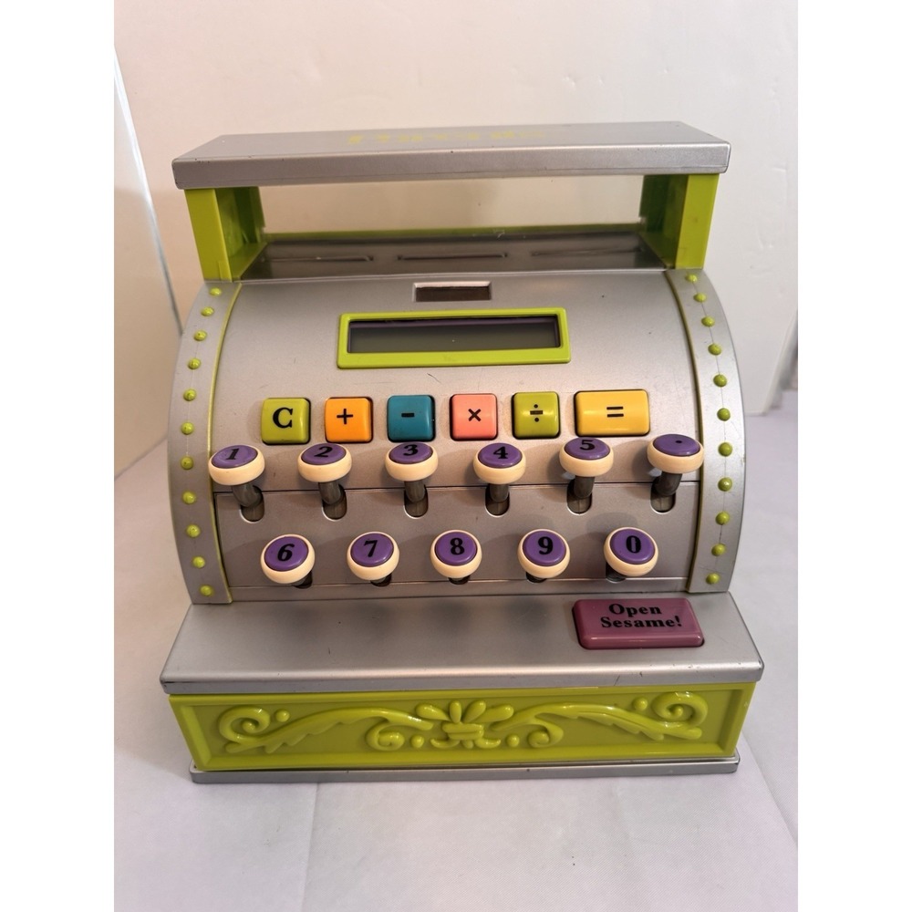 Vintage Battat Parents Old Fashioned Cash Register Solar Powered No Money Silver